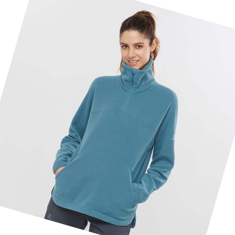 Mikiny S Kapucňou Salomon ESSENTIAL COSY FLEECE Damske Modre | CZYBMDV-09