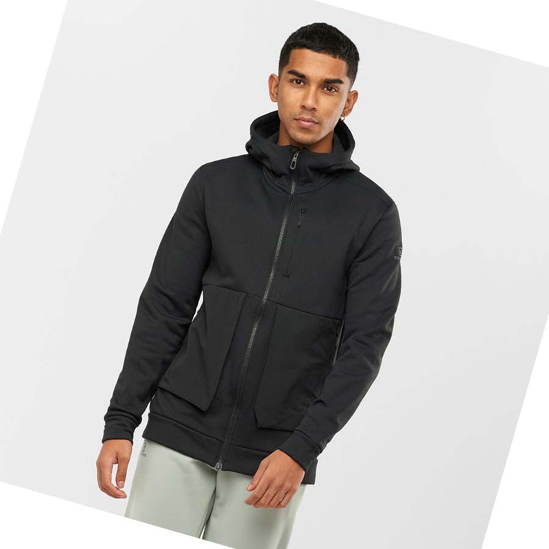 Mikiny S Kapucňou Salomon ESSENTIAL WARM FLEECE Panske Čierne | SDVWPTG-25