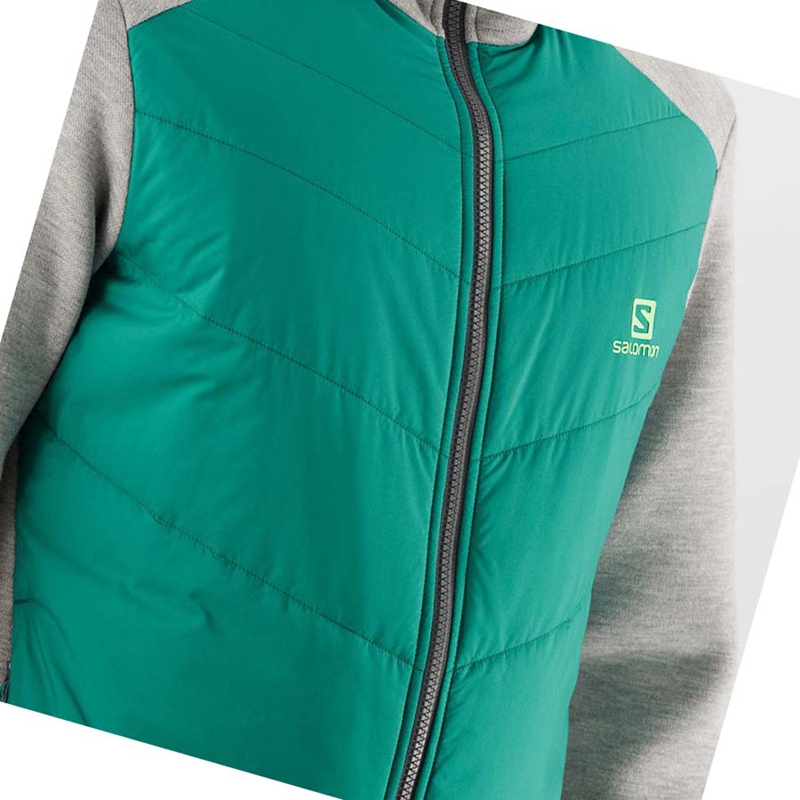 Mikiny S Kapucňou Salomon ESSENTIAL XWARM HYBRID Panske Zelene | HJQGSLA-84