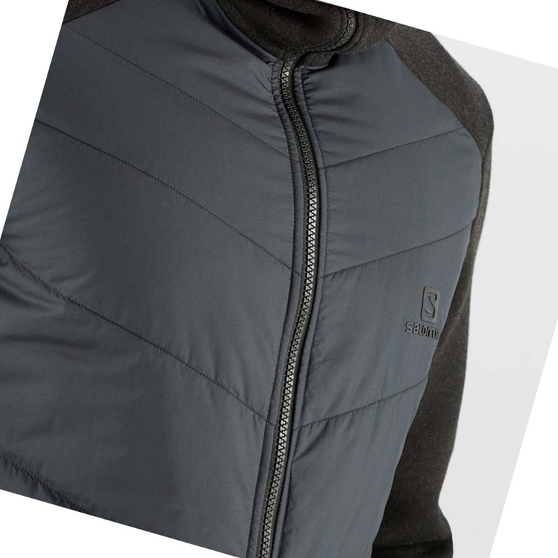 Mikiny S Kapucňou Salomon ESSENTIAL XWARM HYBRID Panske Siva | WFMCPDX-04