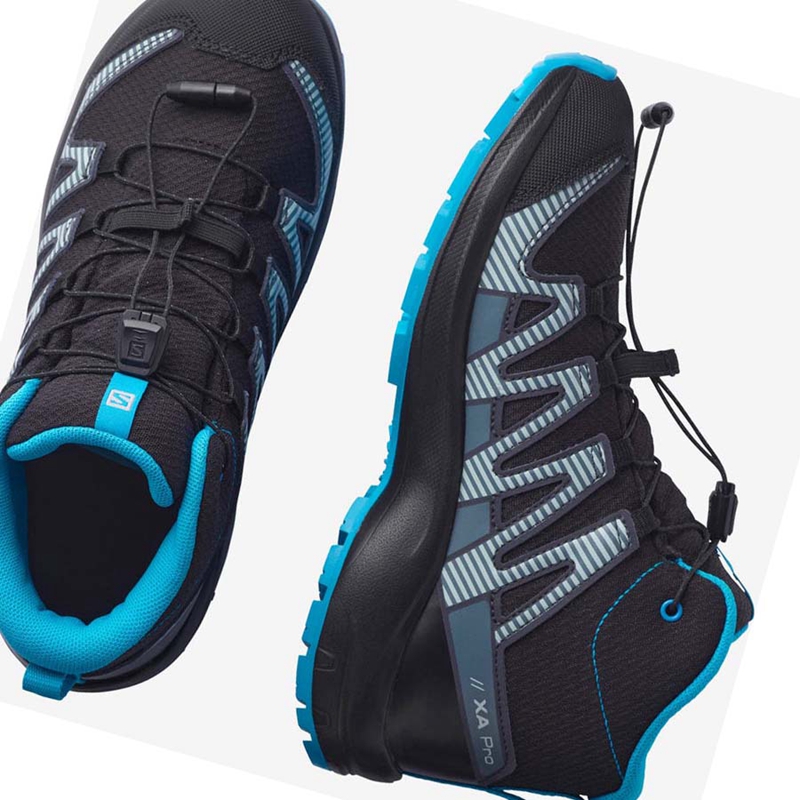 Trailove Bezecke Tenisky Salomon XA PRO V8 MID CLIMASALOMON™ WATERPROOF Detske Čierne | OKZIAYP-92