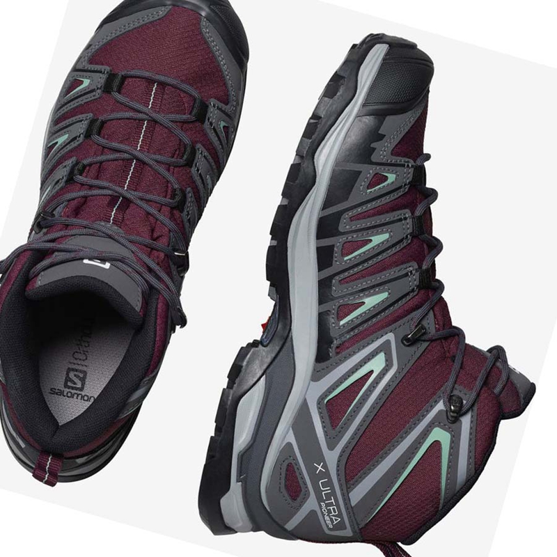 Turisticke Topanky Salomon WoX ULTRA PIONEER MID CLIMASALOMON™ WATERPROOF Damske Červené | KPWTHUE-74