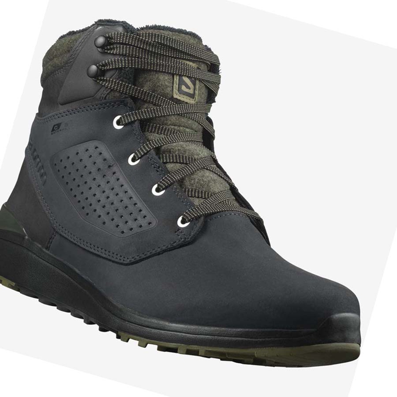 Zimne Cizmy Salomon UTILITY WINTER CLIMASALOMON™ WATERPROOF Panske Čierne Zelene | YKGVPQJ-84