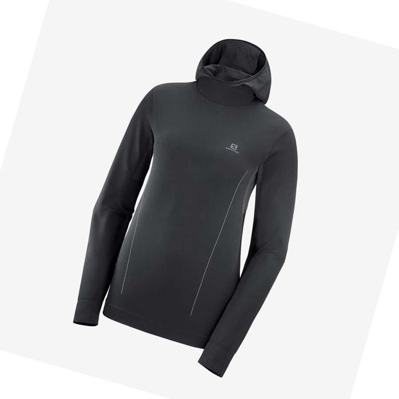 Mikiny S Kapucňou Salomon ESSENTIAL SEAMLESS Damske Čierne | KFCAZNR-93